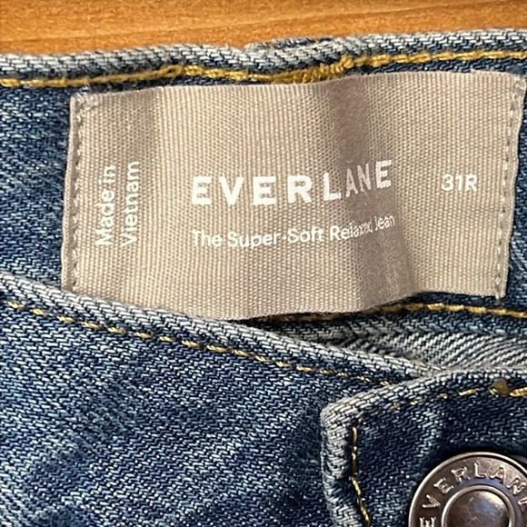 Everlane The Super Soft Relaxed Jean Women 31R Denim Organic Cotton Straight Leg - Picture 2 of 10